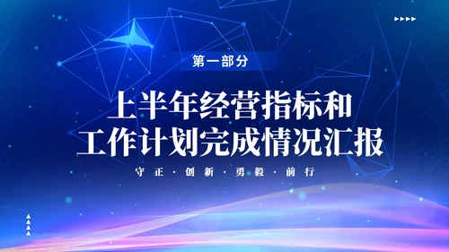 蓝色渐变科技视频年终工作总结激励大会PPT年中总结年会