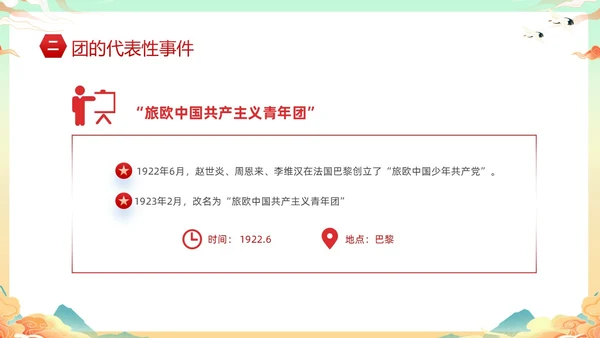 黄色国潮风庆祝中国共青团建团101年课件PPT五四青年节
