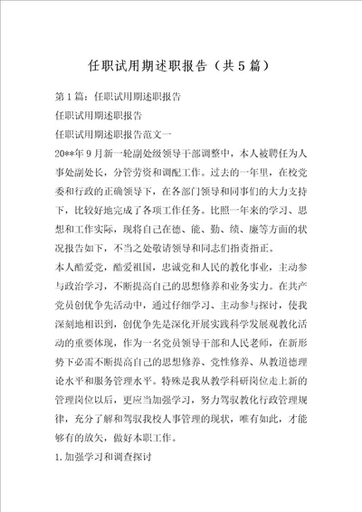 任职试用期述职报告共5篇