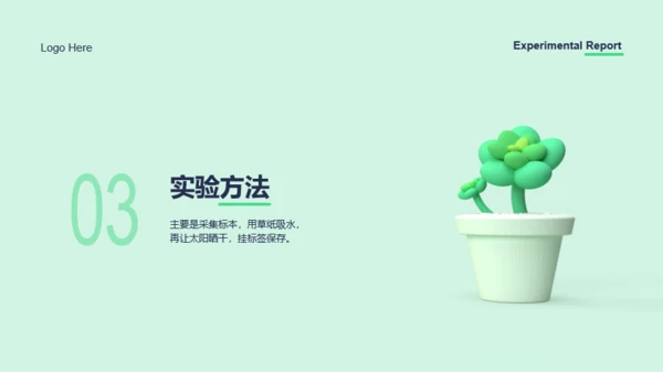 绿色创意植物标本制作实验报告PPT案例