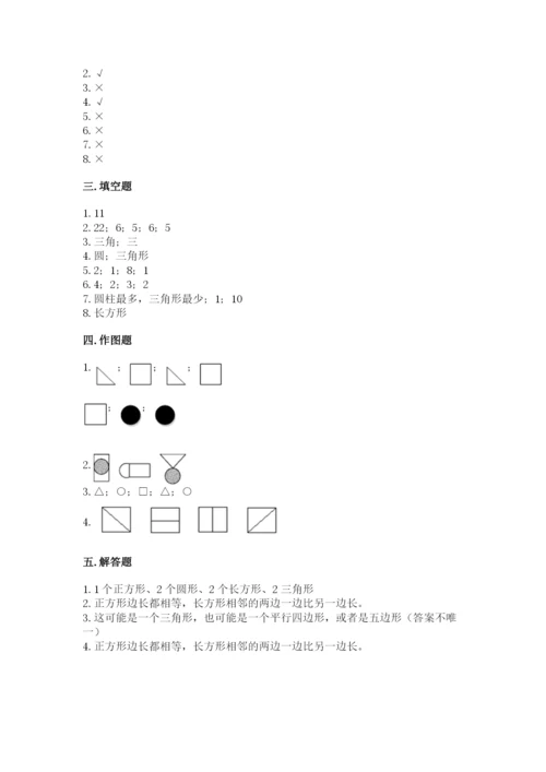 人教版一年级下册数学第一单元 认识图形（二）测试卷（精选题）word版.docx