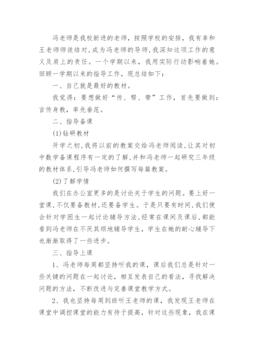 老带新指导教师工作总结.docx