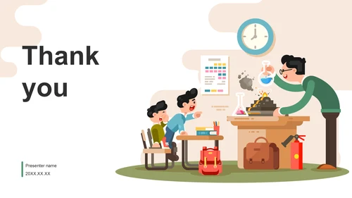 绿色卡通风格科学实验PPT主题