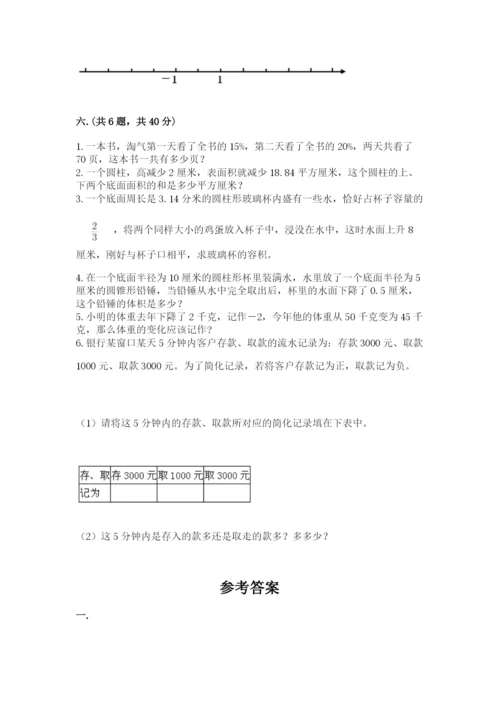 小学六年级下册数学摸底考试题附参考答案（典型题）.docx