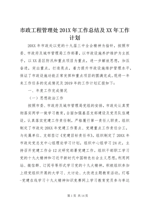 市政工程管理处201X年工作总结及XX年工作计划.docx