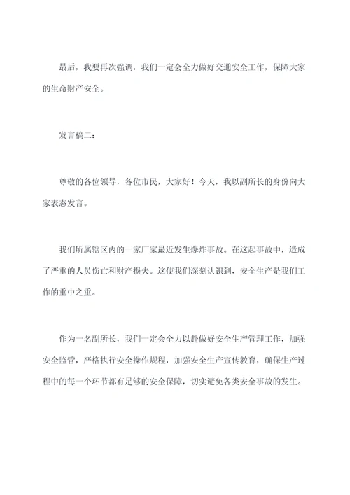 副所长表态发言稿