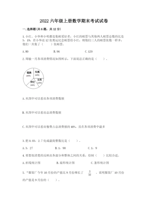 2022六年级上册数学期末考试试卷及答案【基础+提升】.docx