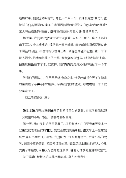 关于初二暑假作文集合九篇