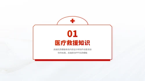 红色医疗救援急救医学科普报告医生学术科研工作汇报述职答辩PPT模板