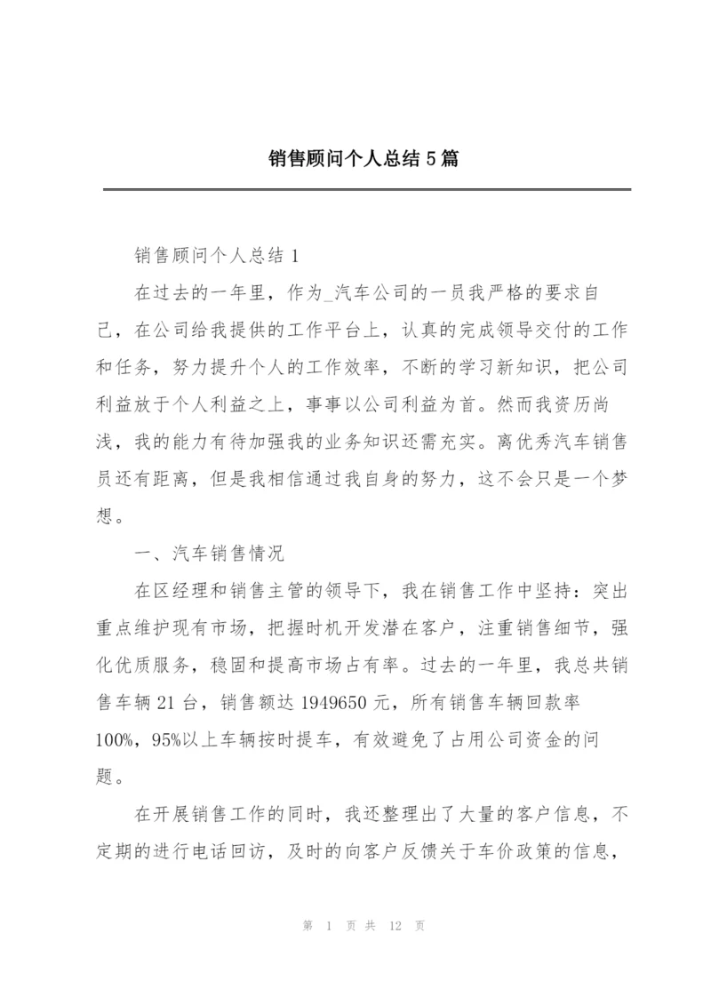 销售顾问个人总结5篇.docx