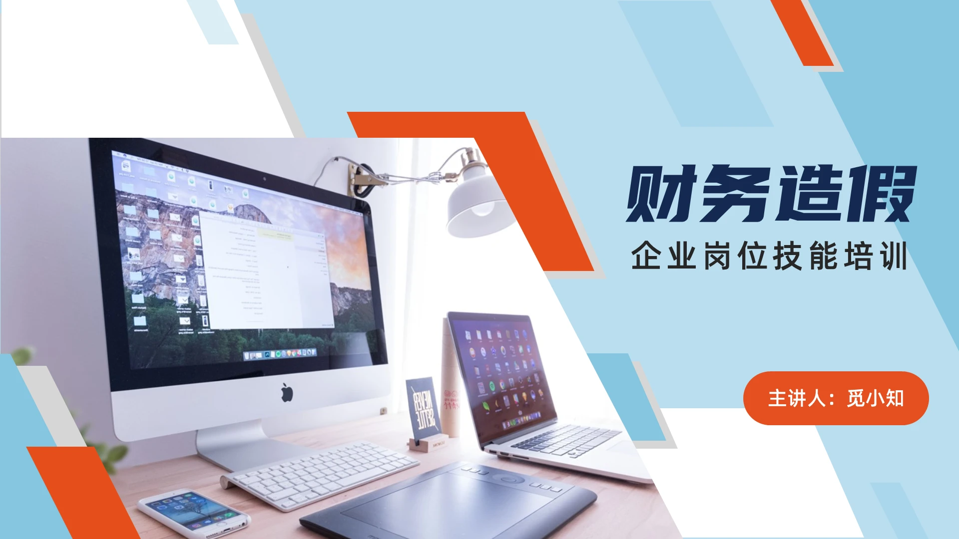 实拍风蓝色企业岗位技能培训财务造假PPT模板