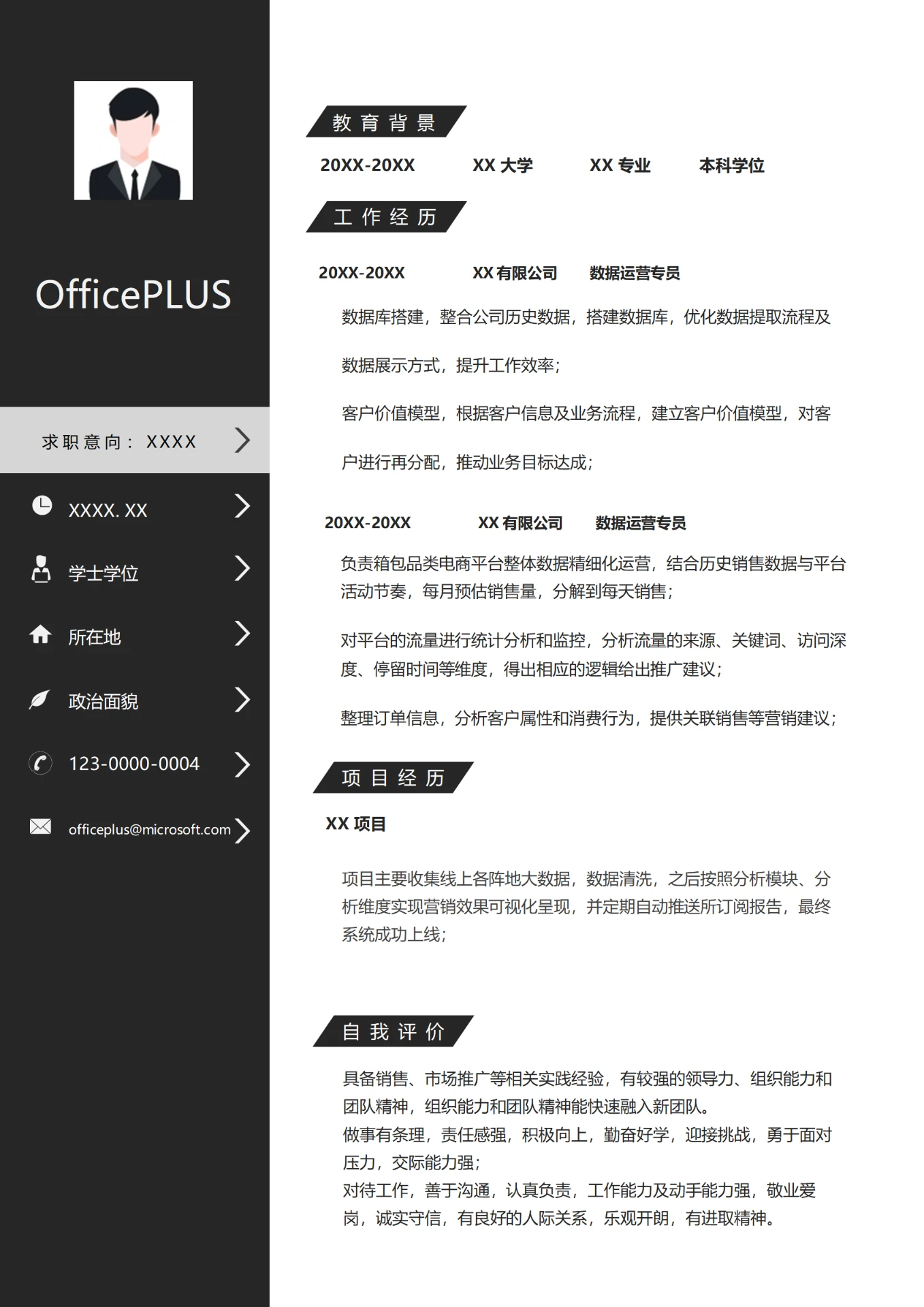 数据运营专员简历范文