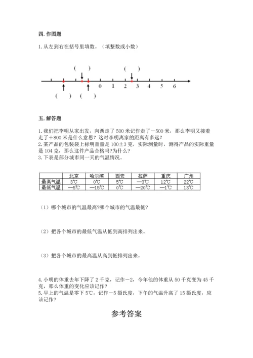 人教版六年级下册数学第一单元《负数》同步练习.docx