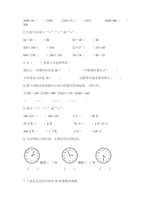 人教版三年级上册数学期中测试卷含答案【培优a卷】.docx