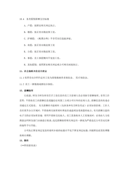 农业开发有限责任公司薪酬管理制度