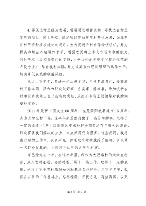 村主任助理上半年工作总结及下半年工作计划计划 (2).docx