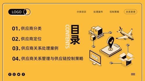 黄色卡通供应商关系管理培训PPT模板宣传PPT动态PPT