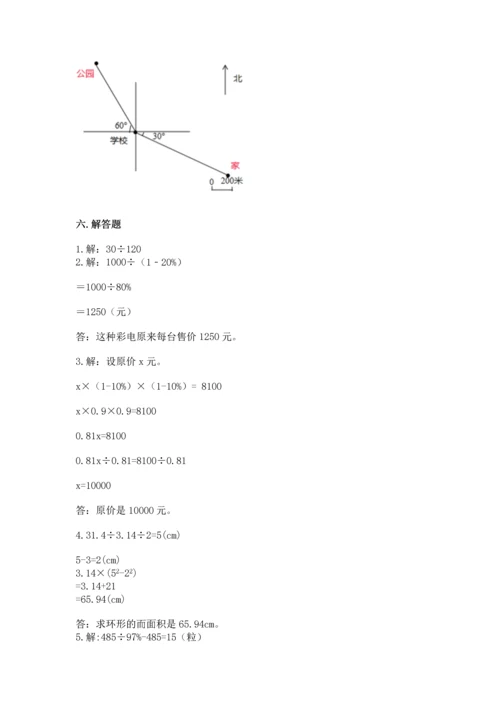 人教版六年级上册数学期末测试卷附答案【培优】.docx