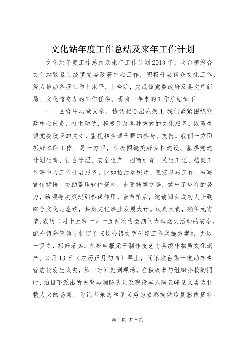 文化站年度工作总结及来年工作计划 (2).docx