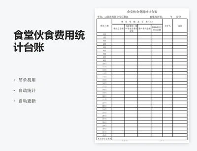 食堂伙食费用统计台账