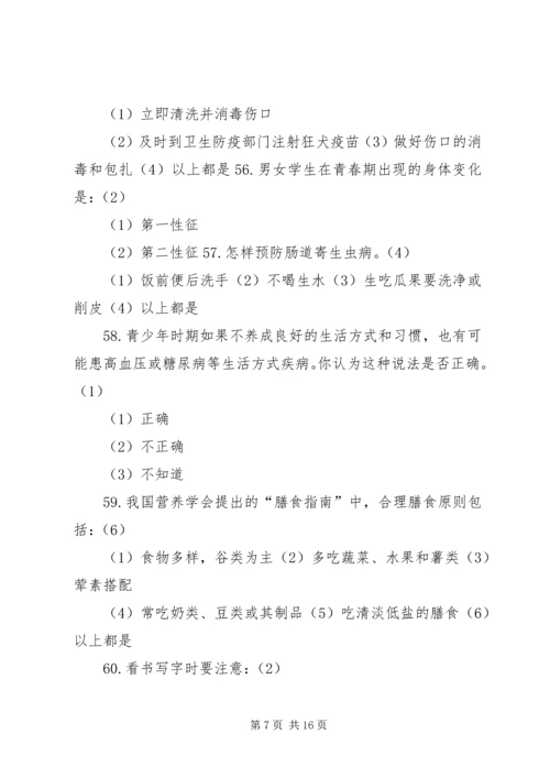 健康知识和行为考核问卷.docx