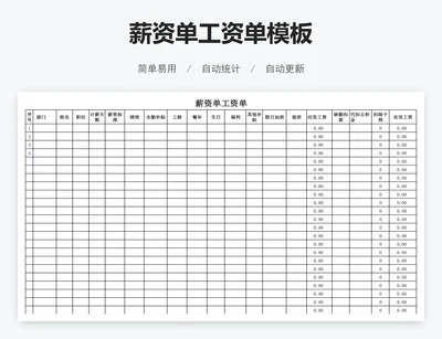 薪资单工资单模板