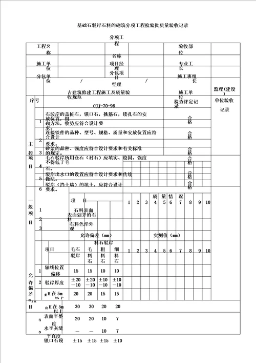 古建筑检验批验收记录