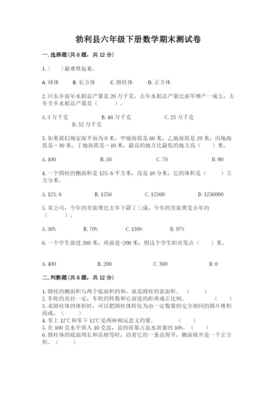勃利县六年级下册数学期末测试卷（预热题）.docx