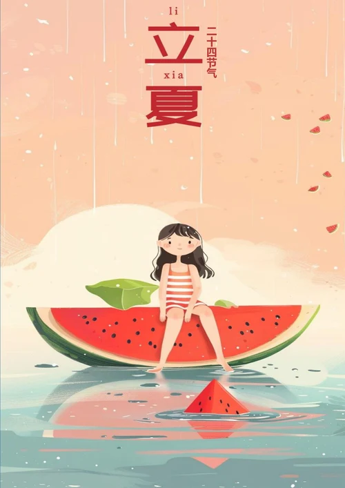 极简立夏节气海报