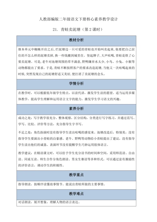 【核心素养】部编版语文二年级下册-21. 青蛙卖泥塘 第2课时（教案含反思）