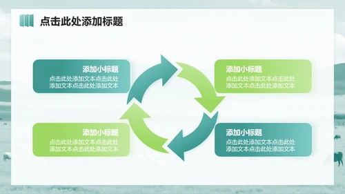 绿色简约风草原风景主题旅行计划PPT模板