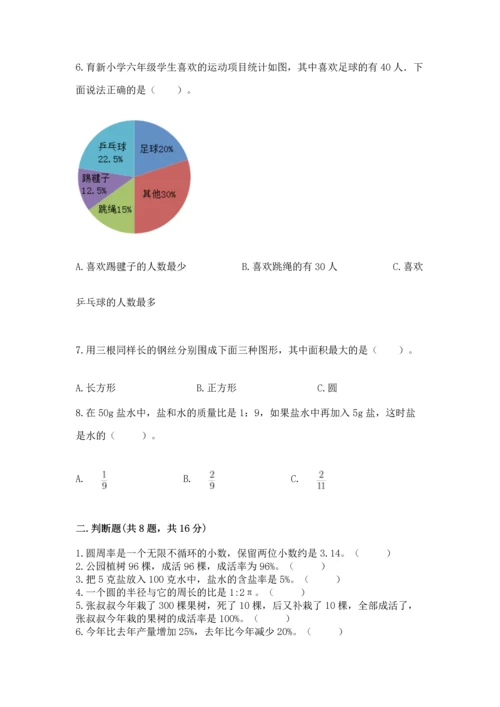 人教版六年级上册数学期末测试卷（巩固）word版.docx