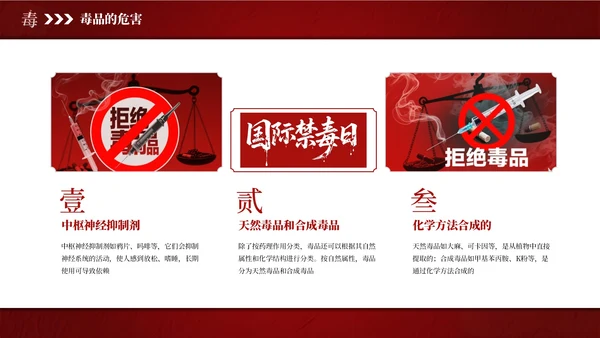 红色简约风国际禁毒日主题班会PPT模板