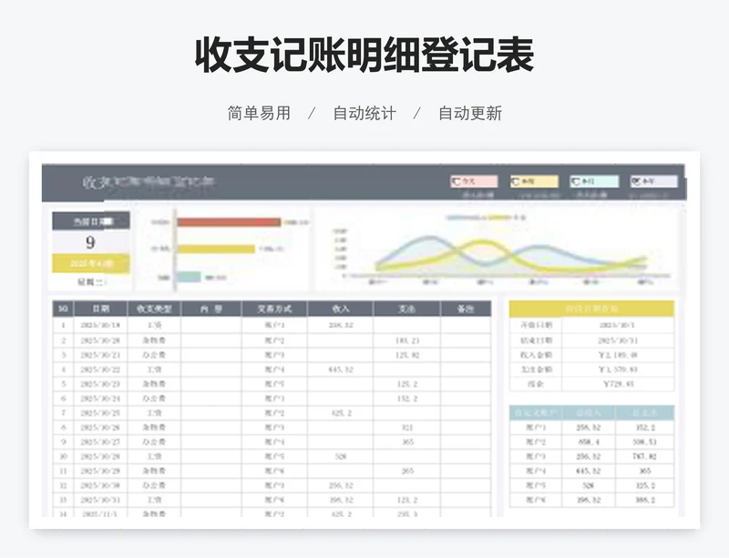 收支记账明细登记表
