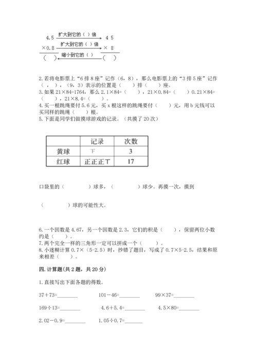 小学五年级上册数学期末考试试卷附参考答案（基础题）.docx