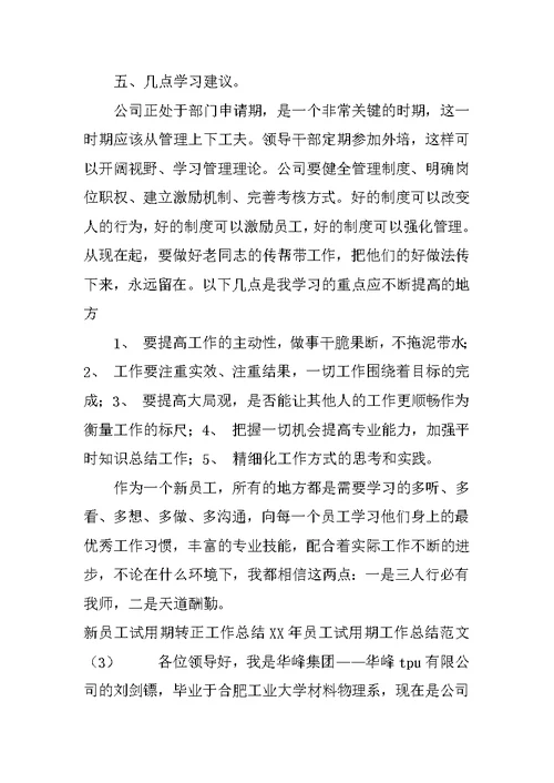 XX年员工试用期工作总结范文4篇