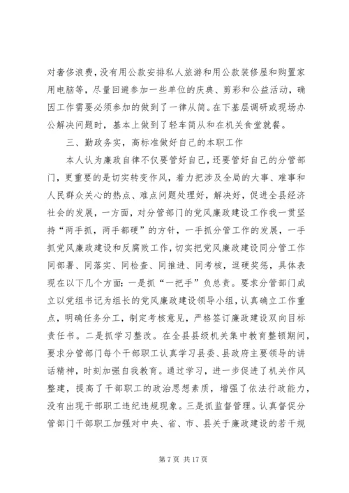 第一篇：县副县长的党风廉政建设自我检查报告 (2).docx
