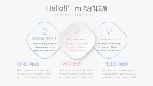 时尚小清新微立体述职报告通用PPT动态模板封面含PS