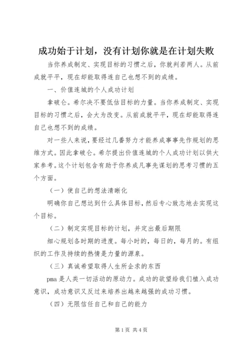 成功始于计划，没有计划你就是在计划失败.docx