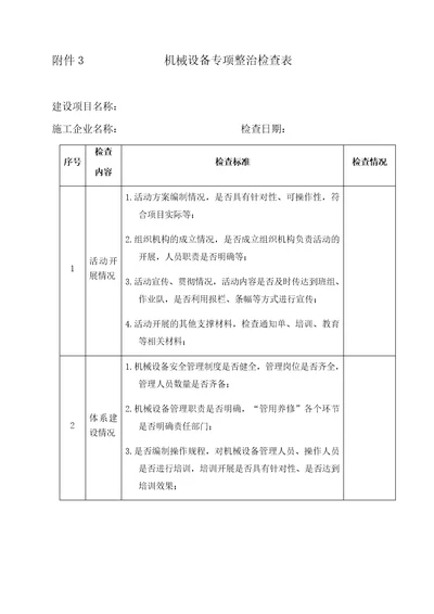 机械设备专项整治检查表共3页