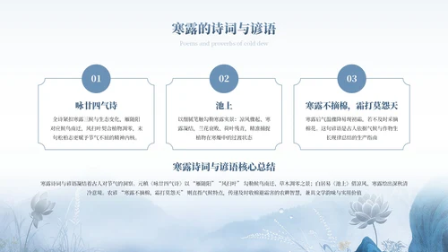 蓝色中式中国传统二十四节气之寒露教育宣传PPT模板