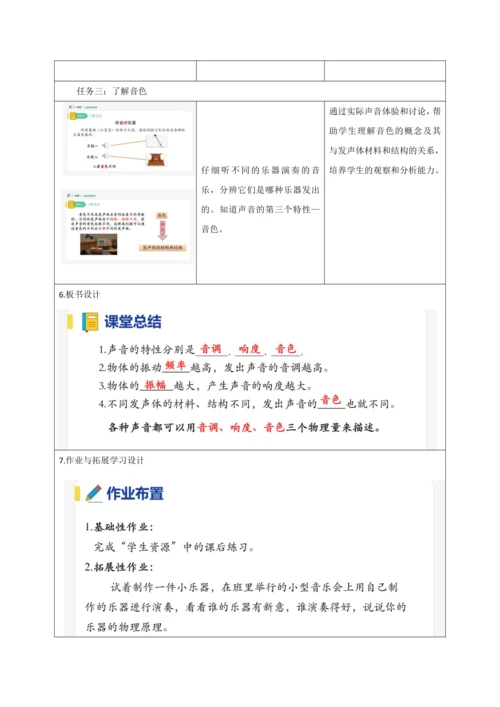 【大单元教学】2.2教学设计+作业设计：声音的特性 八上第二章《声现象》大单元整体设计（人教版）