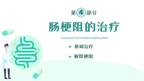 绿色简约医疗肠梗阻疑难病例讨论清新插画风内容型PPT