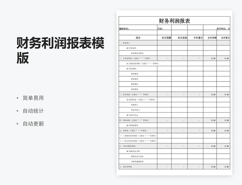 财务利润报表模版