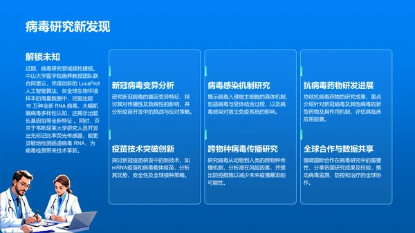 蓝色插图风医学研究进展汇报PPT模板