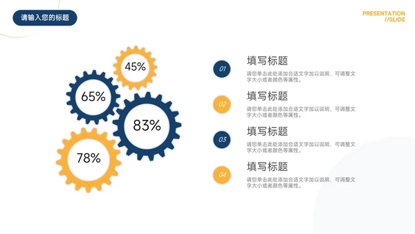 黄蓝商务简约实用工作总结汇报PPT模板