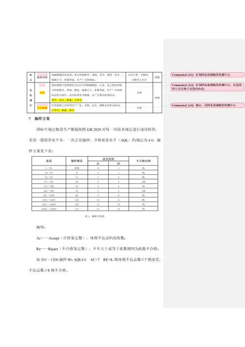 太阳镜质量验收标准.docx