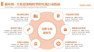橙色商务风6项循环PPT单页