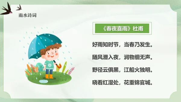 二十四节气之雨水节气课件通用PPT模板