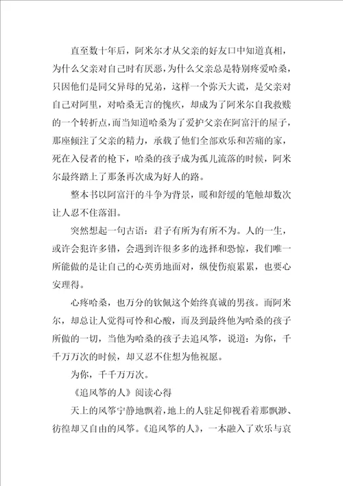 追风筝的人阅读心得体会最新